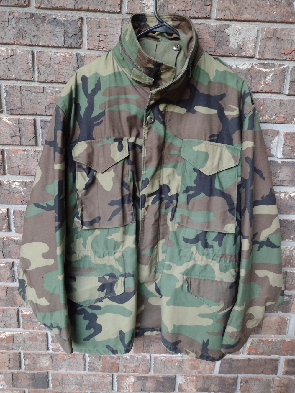 Military Cold Weather Field Coat Jacket Mens Medium Woodland Camo W/Hood Lined
